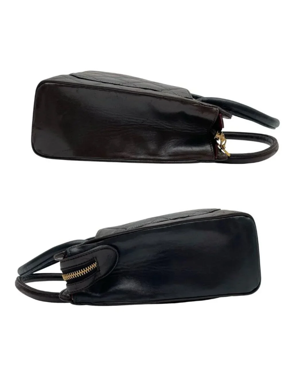 Chanel Lambskin Quilted Hand Bag CC Logo Bicolor